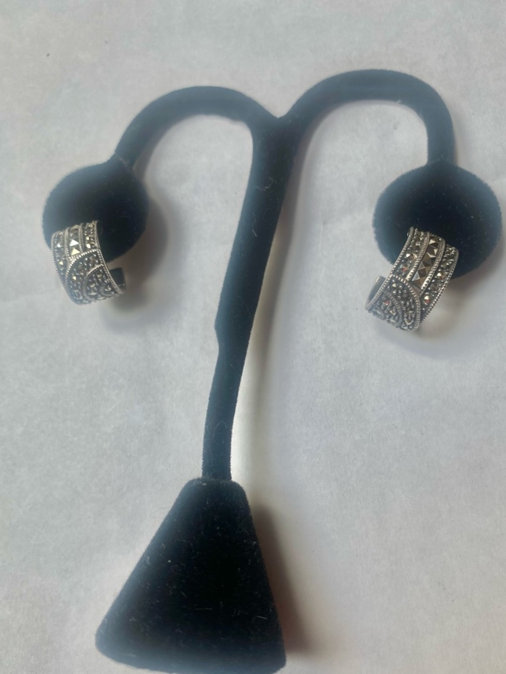 Judith Jack Silver Marcasite-Style Hoop Earrings